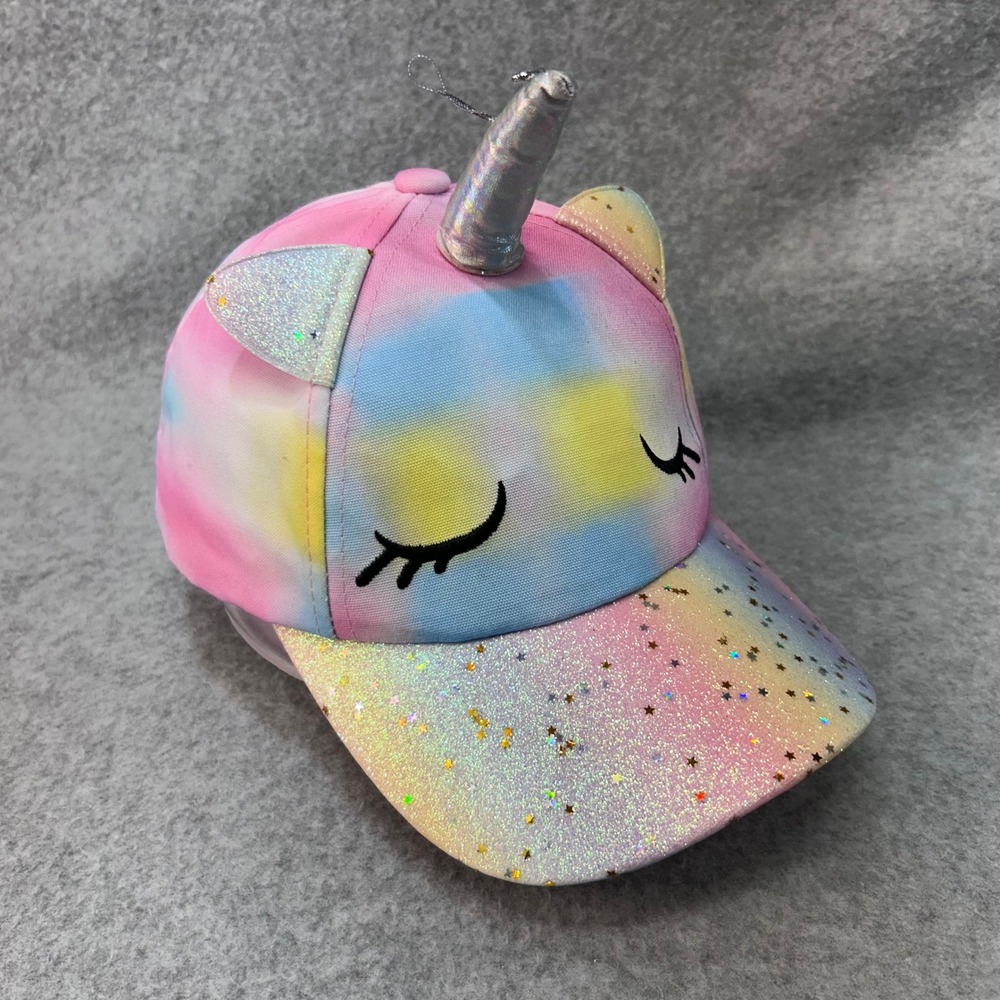 Unicorn Eyelashes Kids Pastel Tie Dye Unbranded Baseball Cap Glitter Horn OSFM